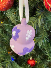 Load image into Gallery viewer, Hand Painted Ceramic Christmas Ornament - Purple Floral