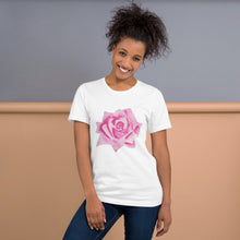 Load image into Gallery viewer, Pink Rose Unisex t-shirt White XS