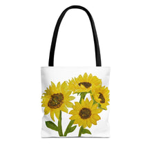 Load image into Gallery viewer, Sunflower Tote Bag 13" × 13'' Black