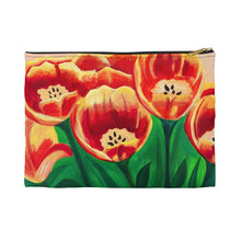 Load image into Gallery viewer, Warm Tulips Accessory Pouch Small Black zipper