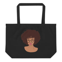 Load image into Gallery viewer, Afro Curly Hair Large Organic Tote Bag Black