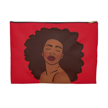 Load image into Gallery viewer, Maya Red Accessory Pouch Large Black zipper