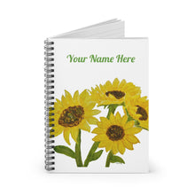 Load image into Gallery viewer, Sunflower Spiral Notebook - Ruled Line with Personalization One Size