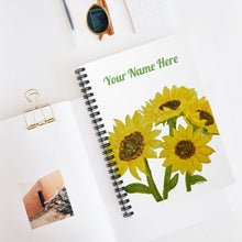Load image into Gallery viewer, Sunflower Spiral Notebook - Ruled Line with Personalization