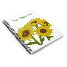 Load image into Gallery viewer, Sunflower Spiral Notebook - Ruled Line with Personalization