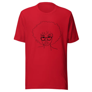 Afro Curly Hair Minimalist Unisex T-shirt Red XS 