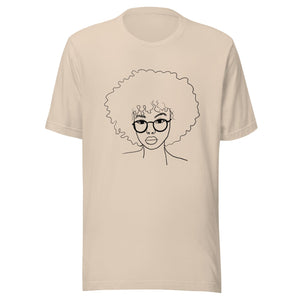 Afro Curly Hair Minimalist Unisex T-shirt Soft Cream XS 