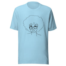 Load image into Gallery viewer, Afro Curly Hair Minimalist Unisex T-shirt Ocean Blue S 
