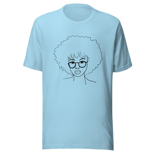 Afro Curly Hair Minimalist Unisex T-shirt Ocean Blue S 