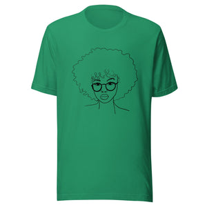 Afro Curly Hair Minimalist Unisex T-shirt Kelly XS 