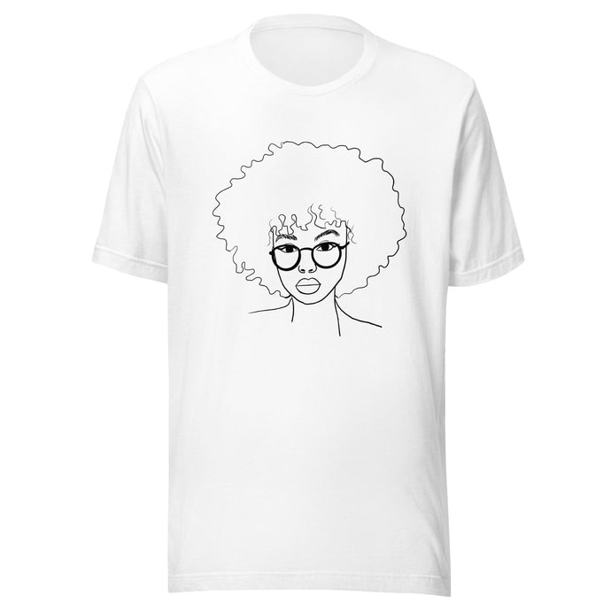 Afro Curly Hair Minimalist Unisex T-shirt White XS 