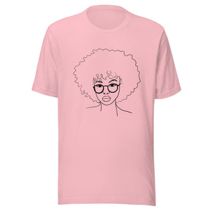 Afro Curly Hair Minimalist Unisex T-shirt Pink S 