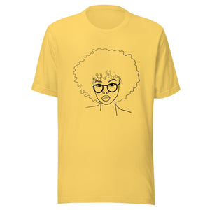 Afro Curly Hair Minimalist Unisex T-shirt Yellow S 