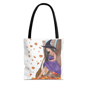 Autumn Witch Tote Bag 13" × 13'' Black 