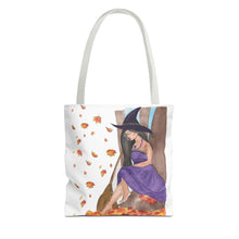 Load image into Gallery viewer, Autumn Witch Tote Bag 13&quot; × 13&#39;&#39; White 
