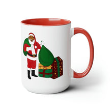 Load image into Gallery viewer, Black Santa Mug 15oz Red 
