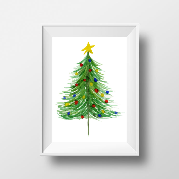 Christmas Tree Watercolor Painting 