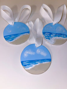 Hand Painted Ceramic Christmas Ornament - Blue Ocean 