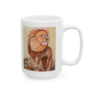 Lion Ceramic Mug, (11oz, 15oz) 15oz 