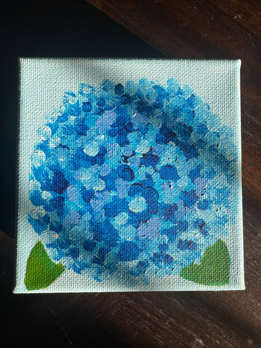 Mini Blue Hydrangea Acrylic Painting 