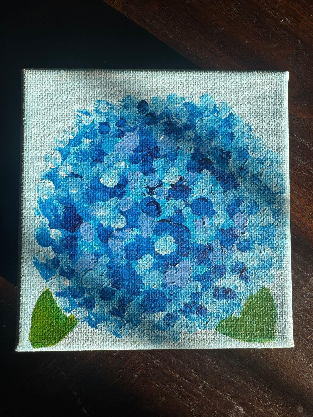 Mini Blue Hydrangea Acrylic Painting 