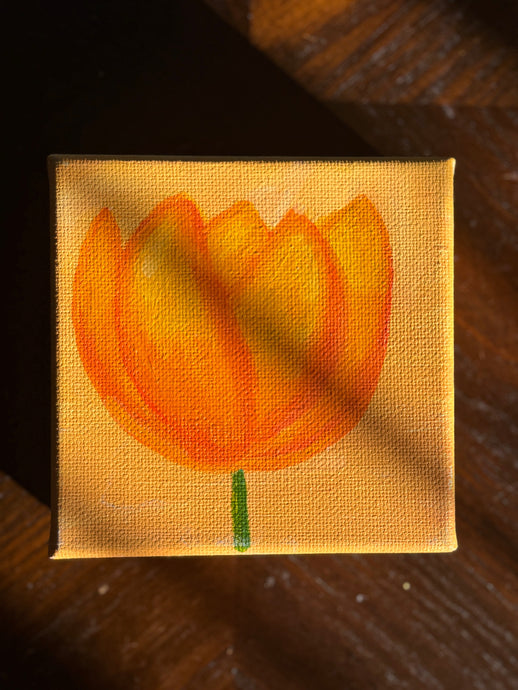 Mini Orange Tulip Acrylic Painting 