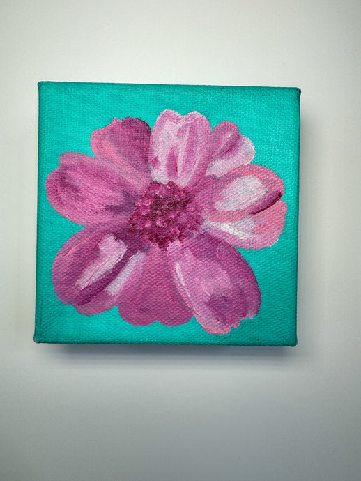 Mini Pink Flower Oil Painting 