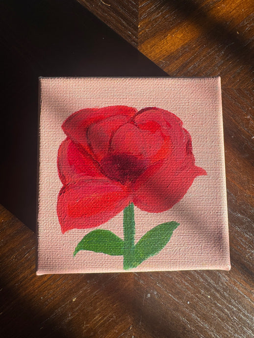 Mini Red Flower Acrylic Painting 