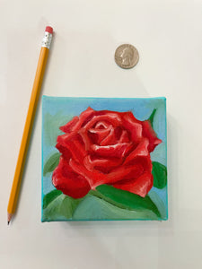 Mini Red Rose Oil Painting 
