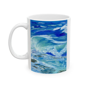 Ocean Waves Ceramic Mug, (11oz, 15oz) 