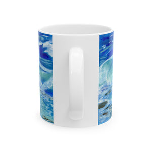 Ocean Waves Ceramic Mug, (11oz, 15oz) 