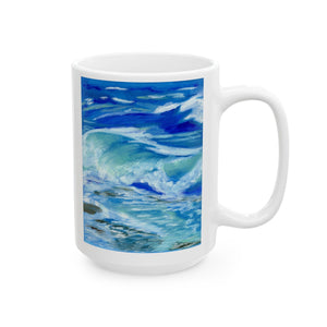 Ocean Waves Ceramic Mug, (11oz, 15oz) 15oz 