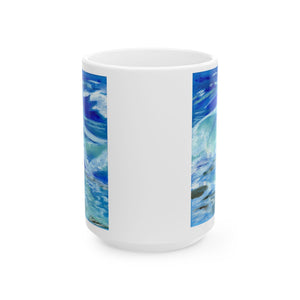 Ocean Waves Ceramic Mug, (11oz, 15oz) 