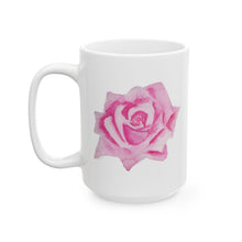 Load image into Gallery viewer, Pink Rose Ceramic Mug, (11oz, 15oz) 
