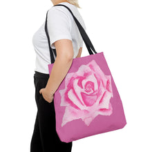 Load image into Gallery viewer, Pink Rose Tote Bag 18&quot; × 18&#39;&#39; Black 
