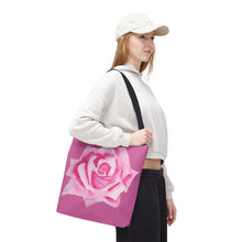 Load image into Gallery viewer, Pink Rose Tote Bag 16&quot; × 16&#39;&#39; Black 
