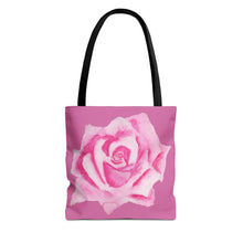 Load image into Gallery viewer, Pink Rose Tote Bag 13&quot; × 13&#39;&#39; Black 
