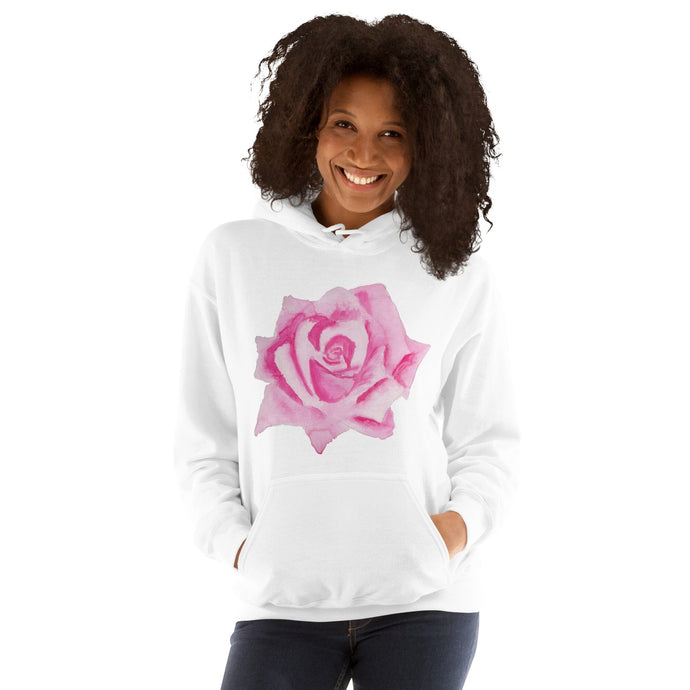 Pink Rose Unisex Hoodie White S 