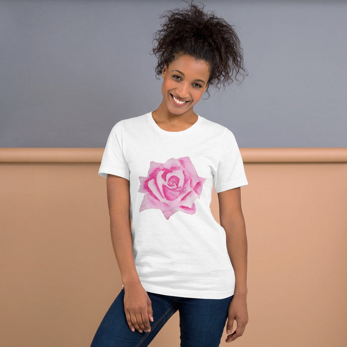 Pink Rose Unisex t-shirt White XS 