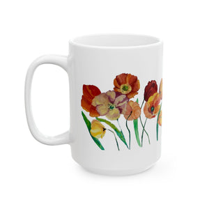 Poppies Ceramic Mug, (11oz, 15oz) 