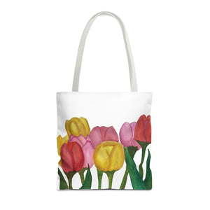 Spring Tulips Tote Bag 16" × 16'' White 