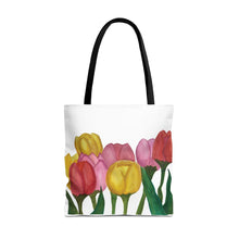 Load image into Gallery viewer, Spring Tulips Tote Bag 18&quot; × 18&#39;&#39; Black 
