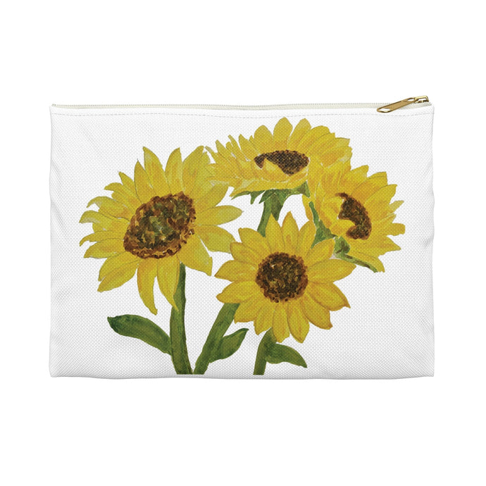 Sunflower Accessory Pouch Small White zipper 