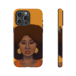 Tangerine- Afro Woman Phone Case for iPhone & Samsung Galaxy iPhone 15 Pro Max Glossy 