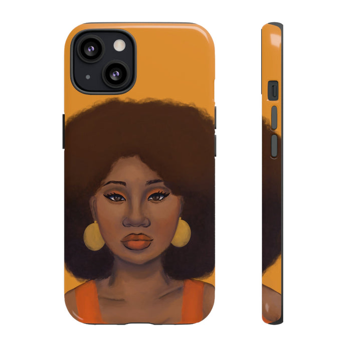 Tangerine- Afro Woman Phone Case for iPhone & Samsung Galaxy iPhone 13 Glossy 