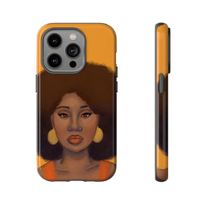 Tangerine- Afro Woman Phone Case for iPhone & Samsung Galaxy iPhone 14 Pro Glossy 
