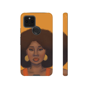 Tangerine- Afro Woman Phone Case for iPhone & Samsung Galaxy Google Pixel 5 5G Glossy 