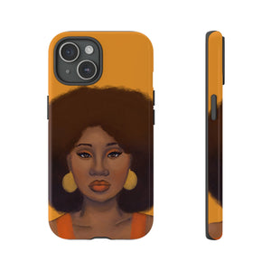 Tangerine- Afro Woman Phone Case for iPhone & Samsung Galaxy iPhone 15 Glossy 