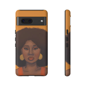 Tangerine Afro Woman Tough Android Phone Case Google Pixel 7 Matte 