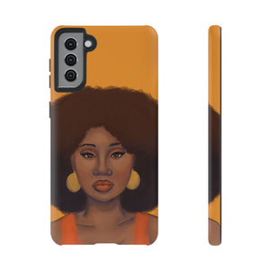 Tangerine Afro Woman Tough Android Phone Case Samsung Galaxy S21 Plus Matte 